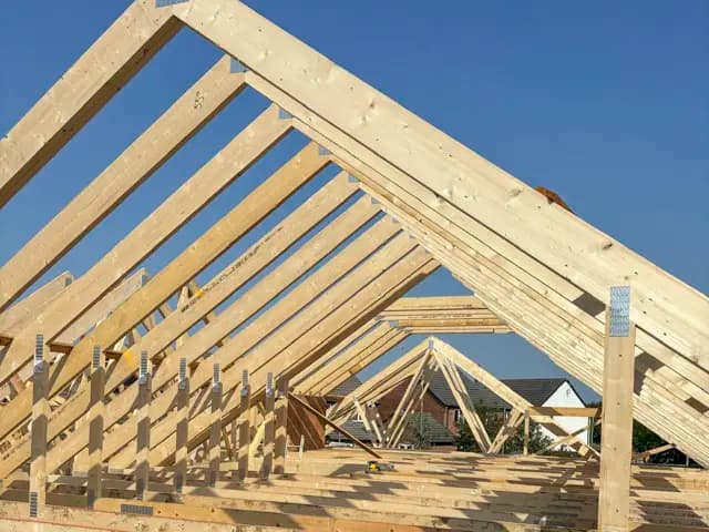 Timber roof structure on a new build project